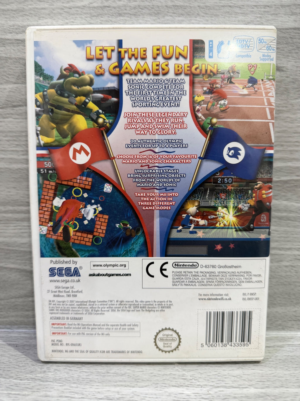 Mario & Sonic at the Olympic Games Nintendo Wii No Manual PAL UK Tested Working
