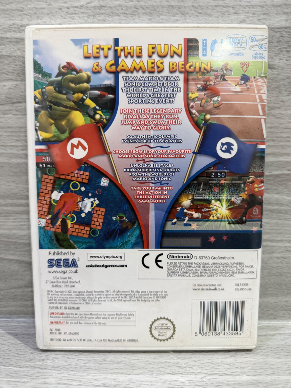 Mario & Sonic at the Olympic Games Nintendo Wii No Manual PAL UK Tested Working