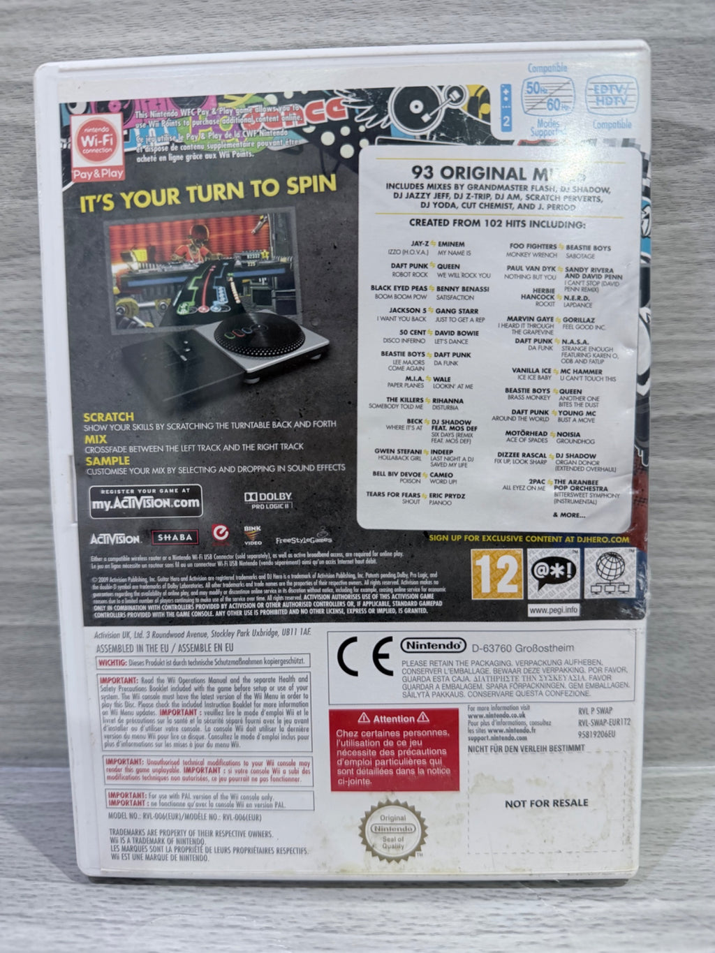 DJ Hero (Game Only) Nintendo Wii No Manual PAL UK Tested Working