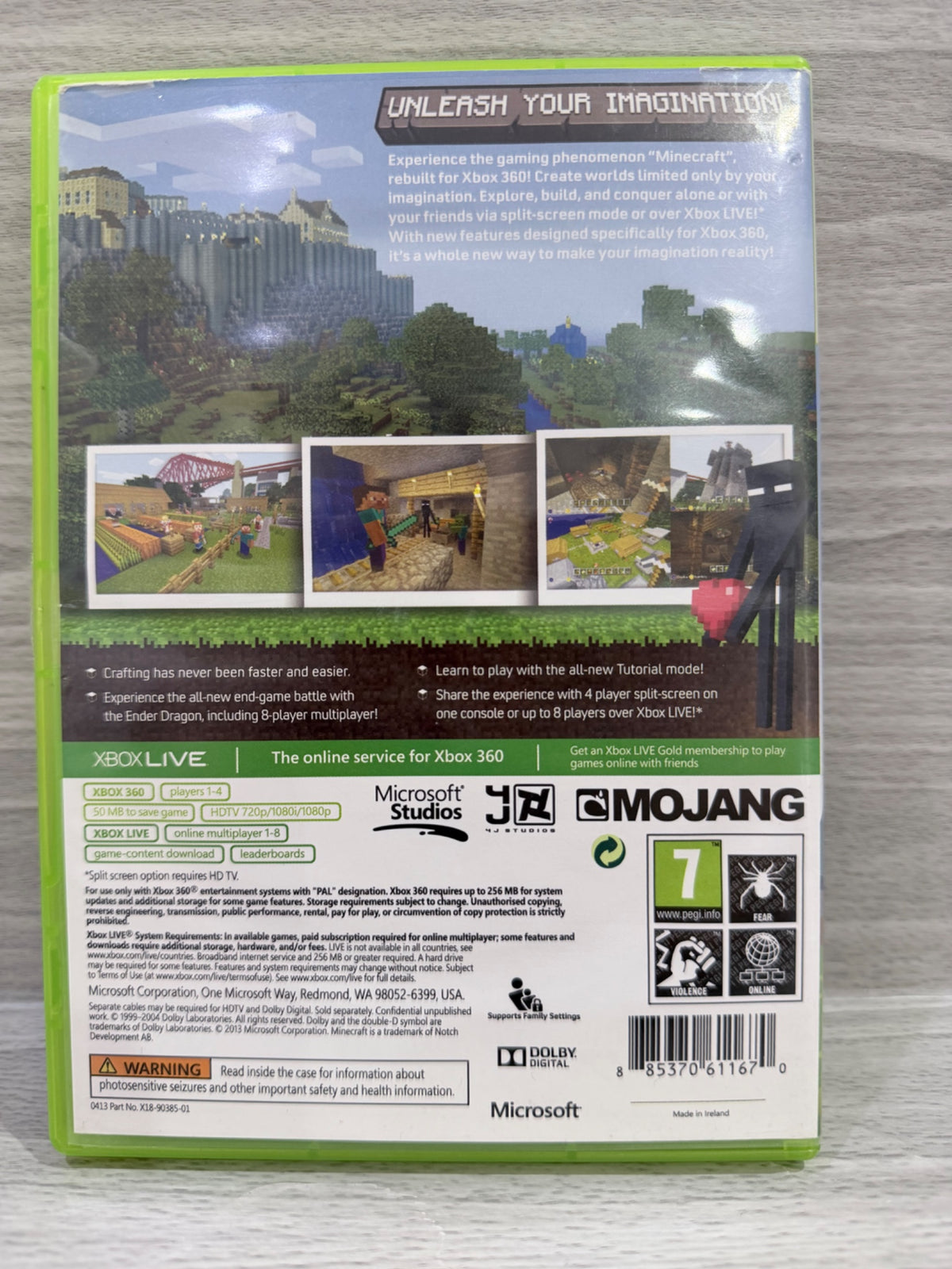 Minecraft Microsoft Xbox 360 No Manual PAL UK Tested Working