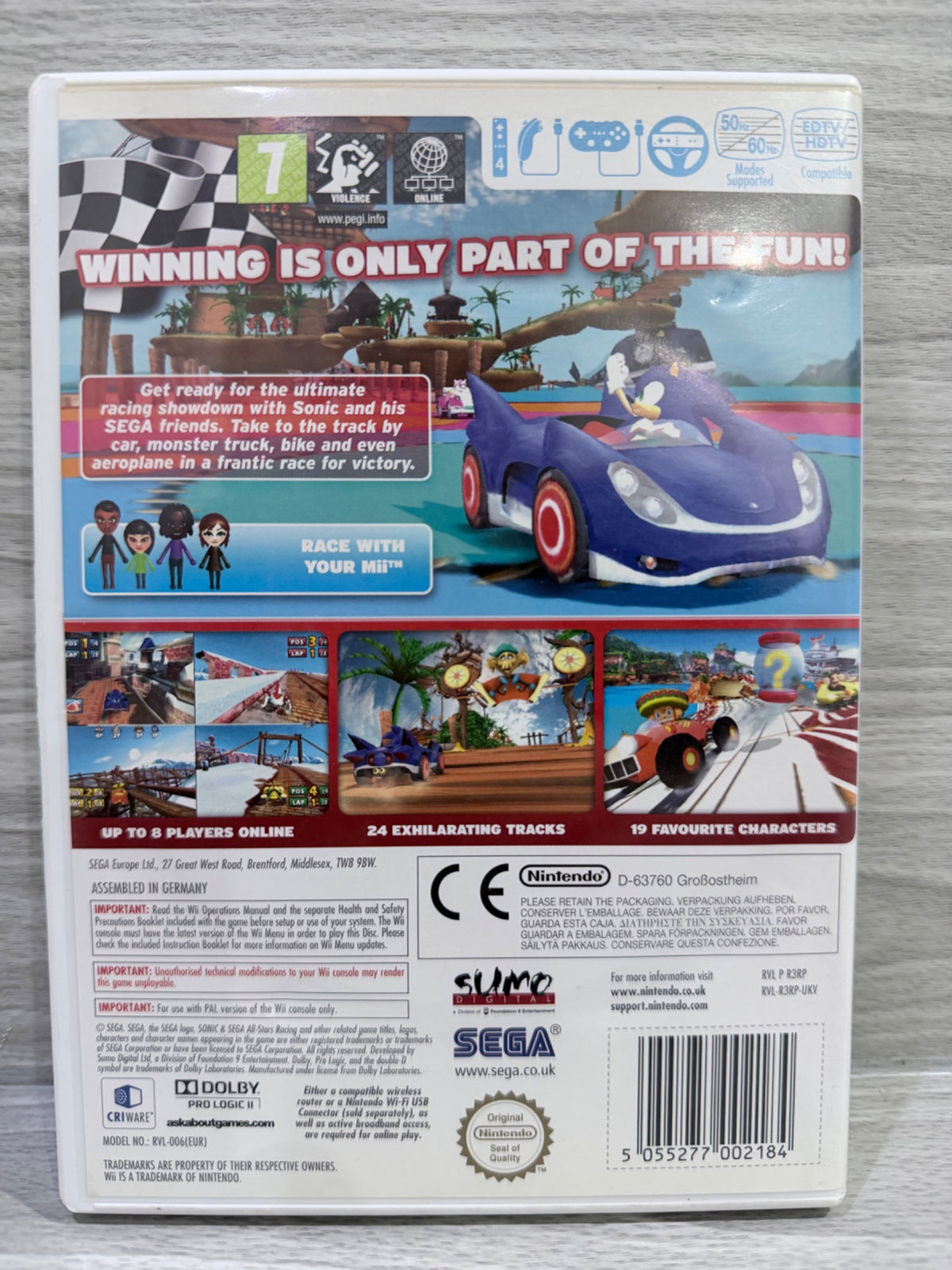 Sonic & Sega All-Star Racing (No Wheel) Nintendo Wii No Manual PAL UK Tested