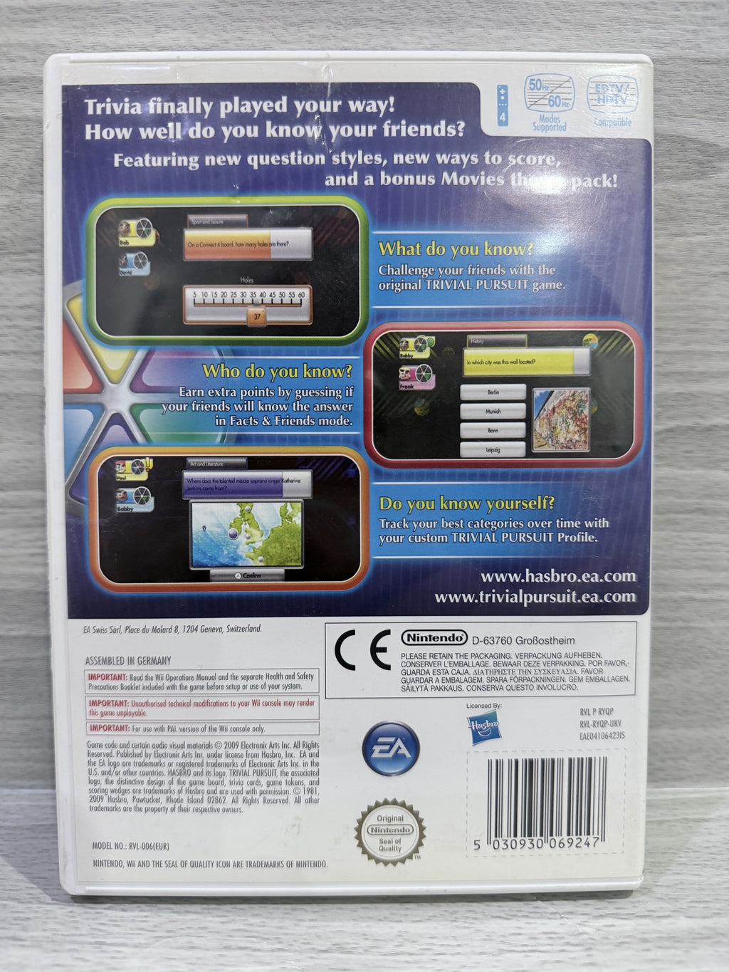Trivial Pursuit Nintendo Wii Complete With Manual PAL UK Tested Working