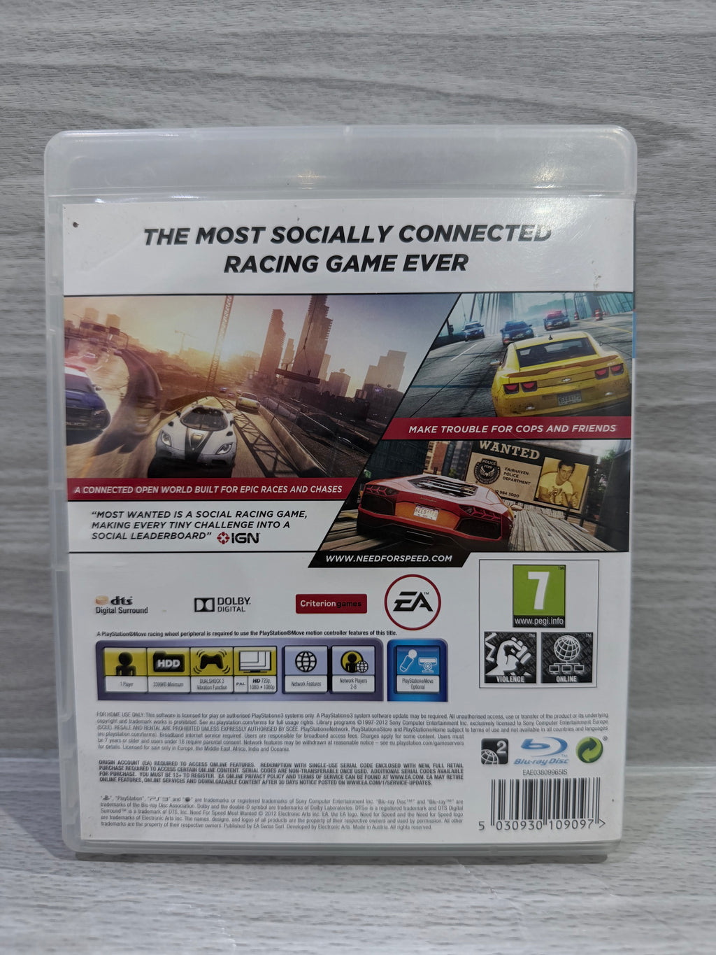 Need for Speed: Most Wanted (2012) Sony PlayStation 3 No Manual