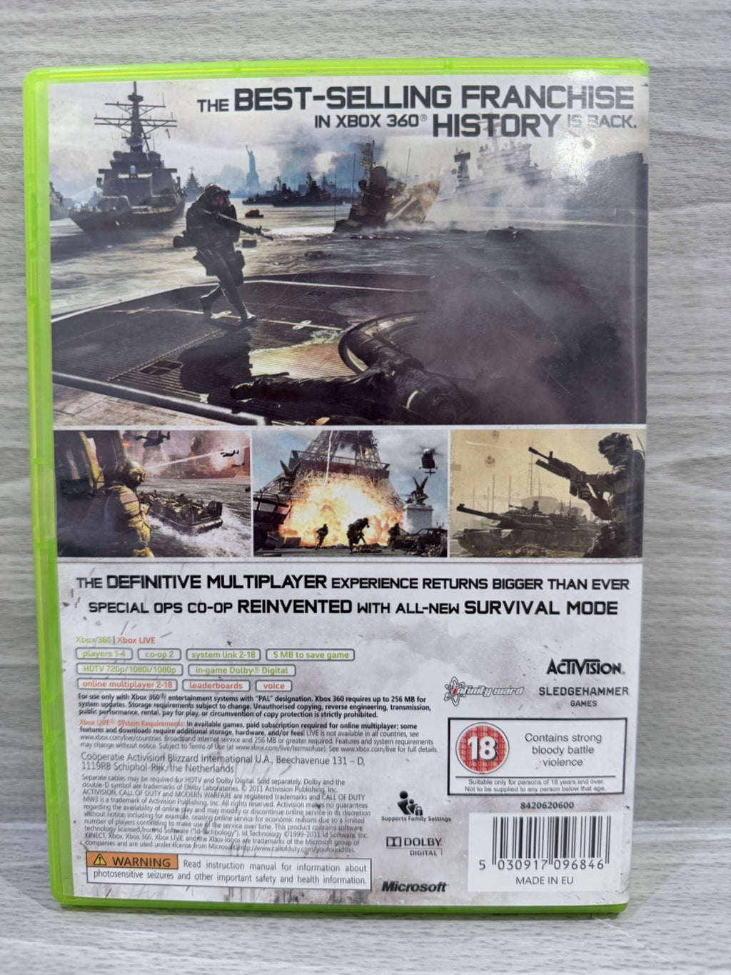 Call Of Duty Modern Warfare 3 (18) Xbox 360 Complete With Manual PAL UK Tested