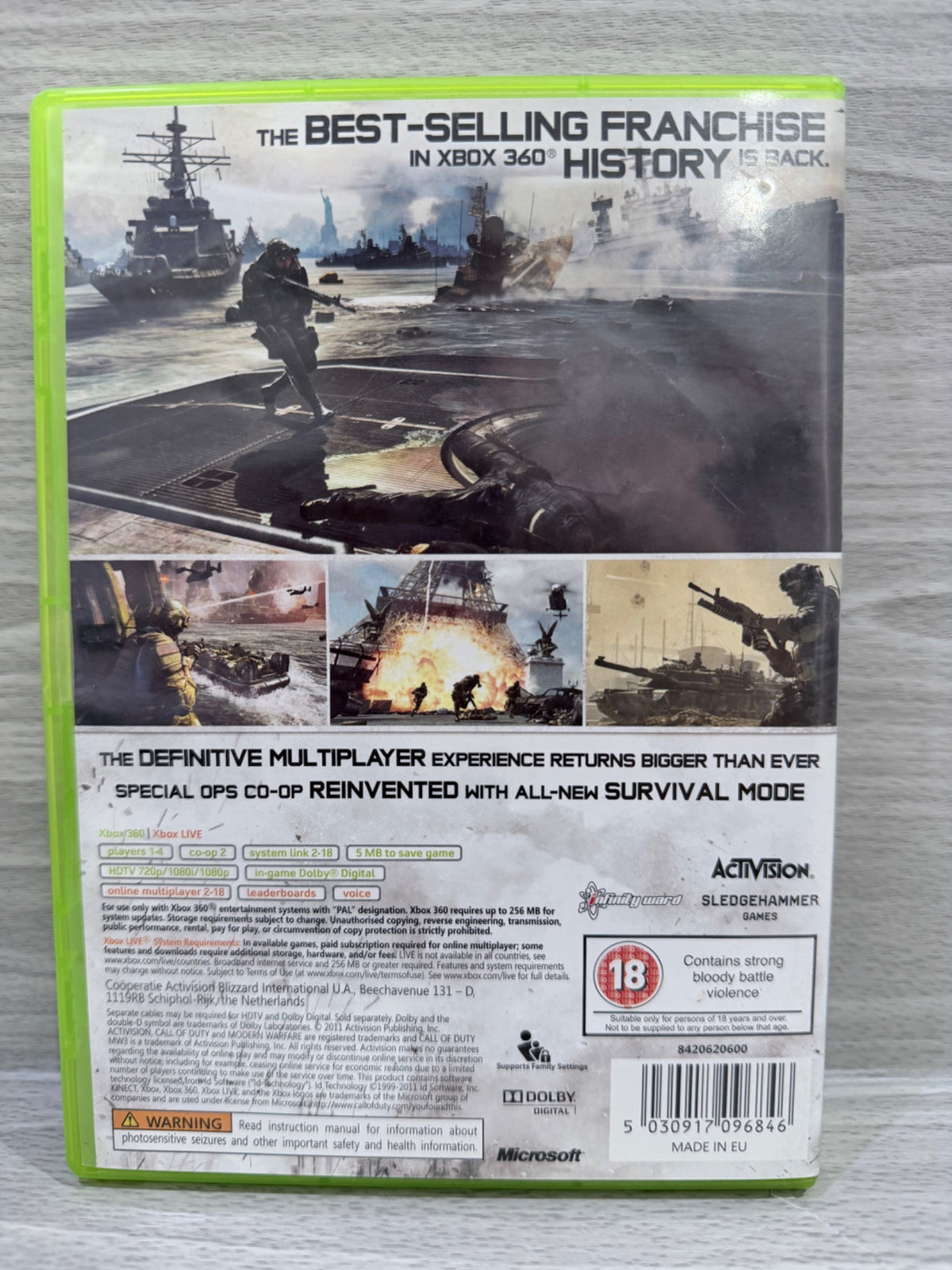 Call Of Duty Modern Warfare 3 (18) Xbox 360 Complete With Manual PAL UK Tested