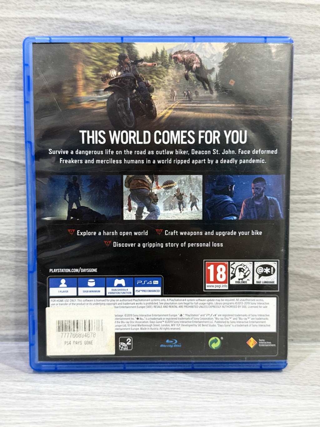 Days Gone (No DLC) Sony PlayStation 4 Boxed PAL UK Tested Working