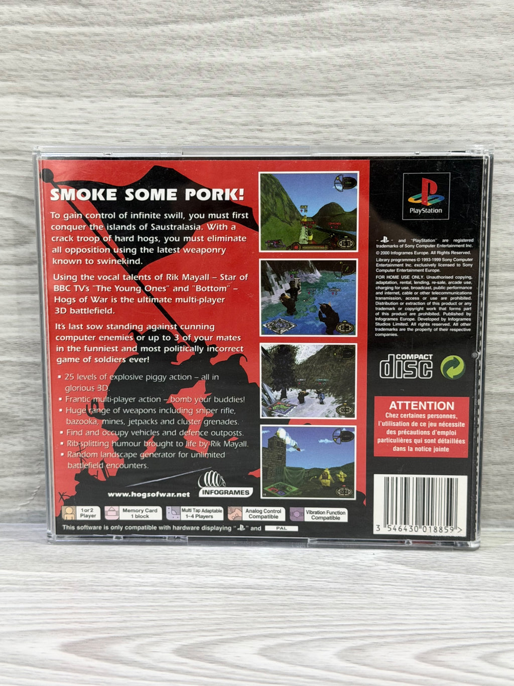 Hogs of War: Born to Grill Sony PlayStation 1 Complete With Manual PAL UK Tested