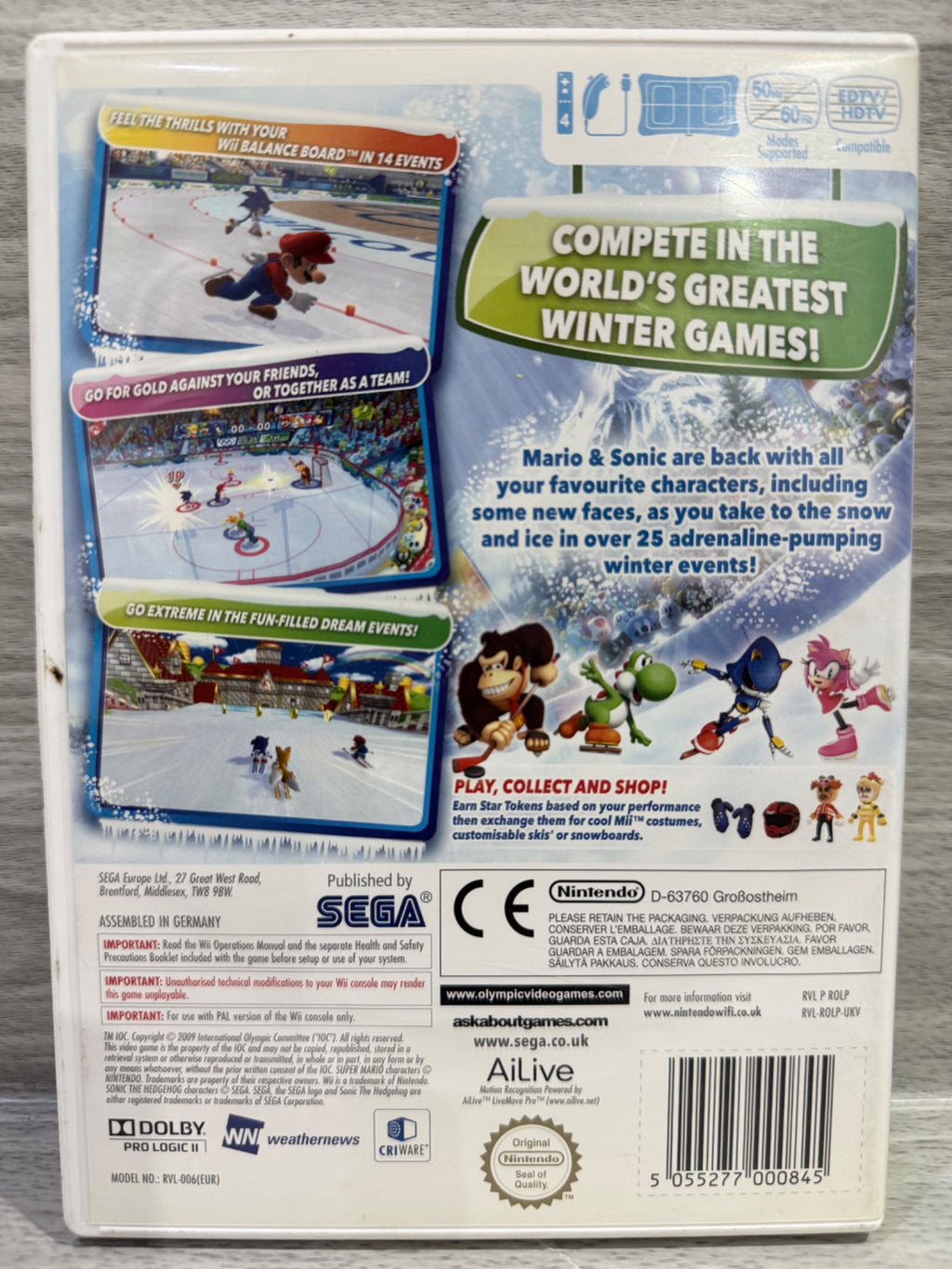 Mario & Sonic At The Olympic Winter Games Wii Complete With Manual PAL UK Tested