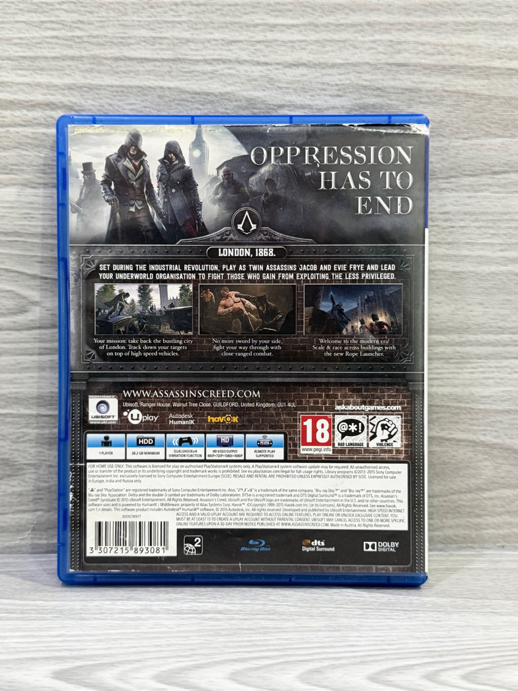 Assassin's Creed Syndicate Sony PlayStation 4 Boxed PAL UK Tested Working