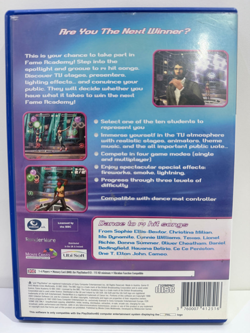 Fame Academy Sony PlayStation 2 Complete With Manual PAL UK Tested Working