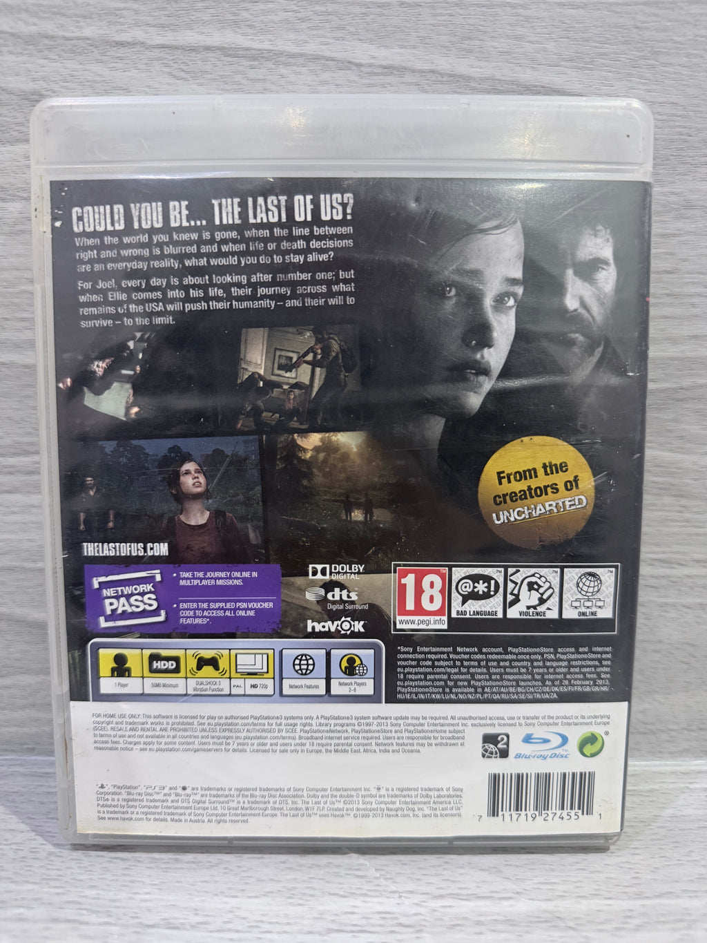 Last Of Us, The Sony PlayStation 3 No Manual PAL UK Tested Working
