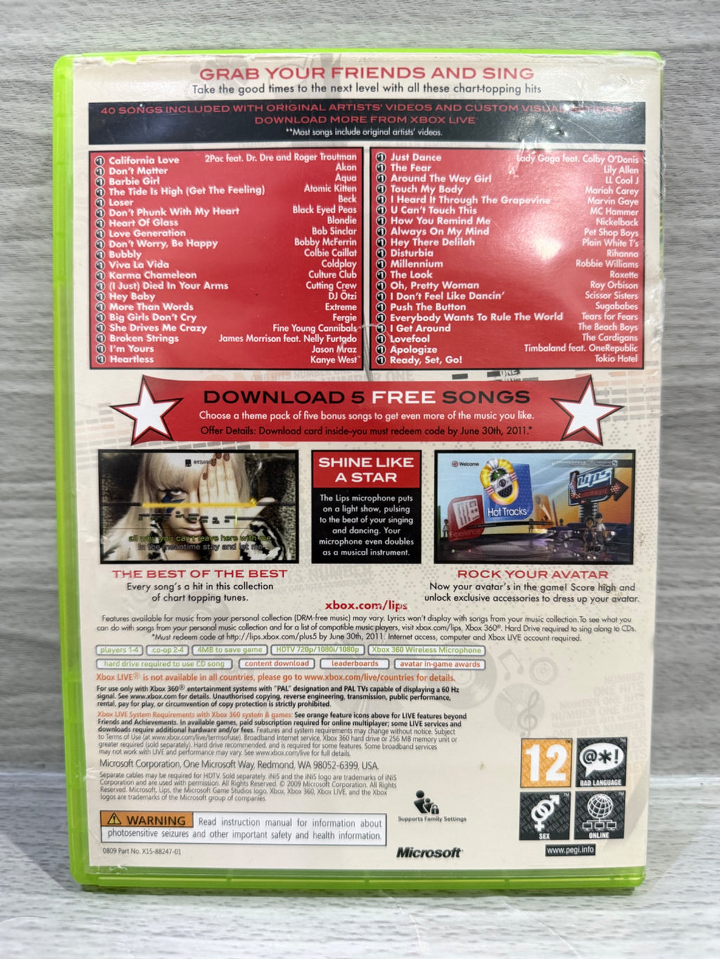 Lips (No Microphones) Microsoft Xbox 360 No Manual PAL UK Tested Working