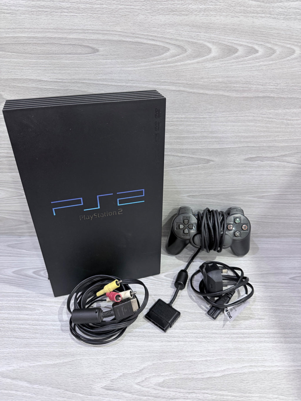 Sony PlayStation 2 Original Black Console Genuine Black Controller Tested