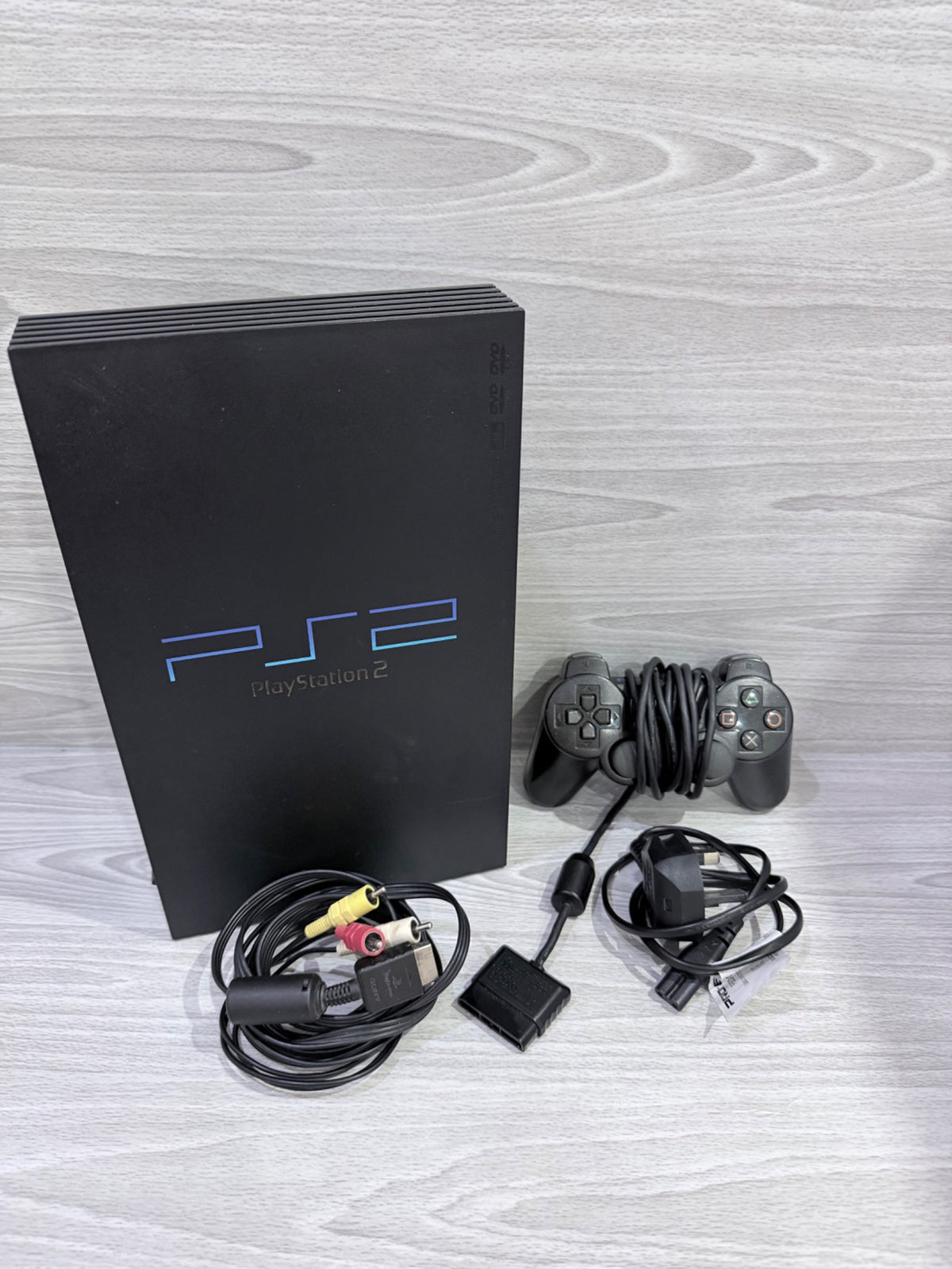 Sony PlayStation 2 Original Black Console Genuine Black Controller Tested