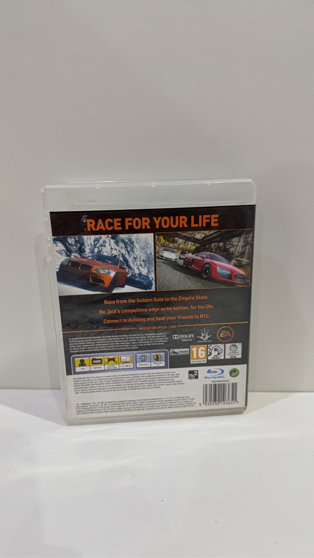 Need For Speed Hot Pursuit PS3 video game case and disc, PAL UK version, very good condition.