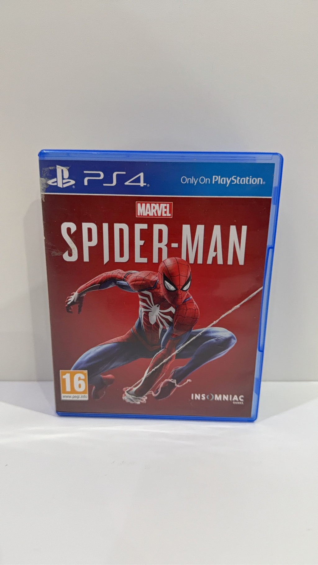 Marvel Spider-Man PS4 video game case and disc, PAL UK version, very good condition.