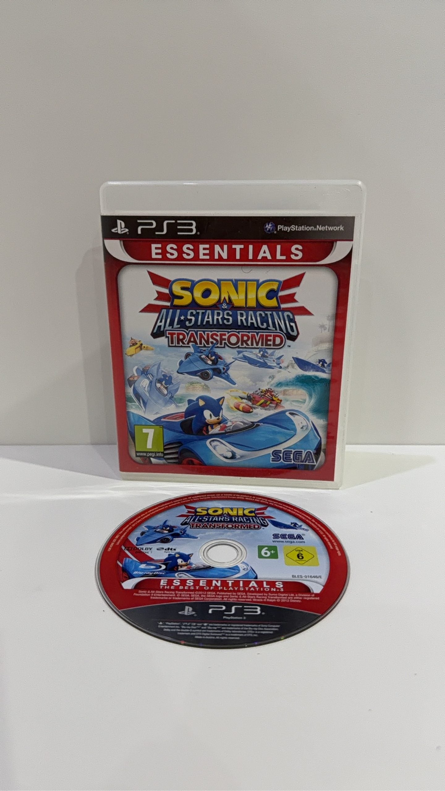 Sonic & All-Stars Racing Transformed PS3 video game case and disc, PAL UK edition.