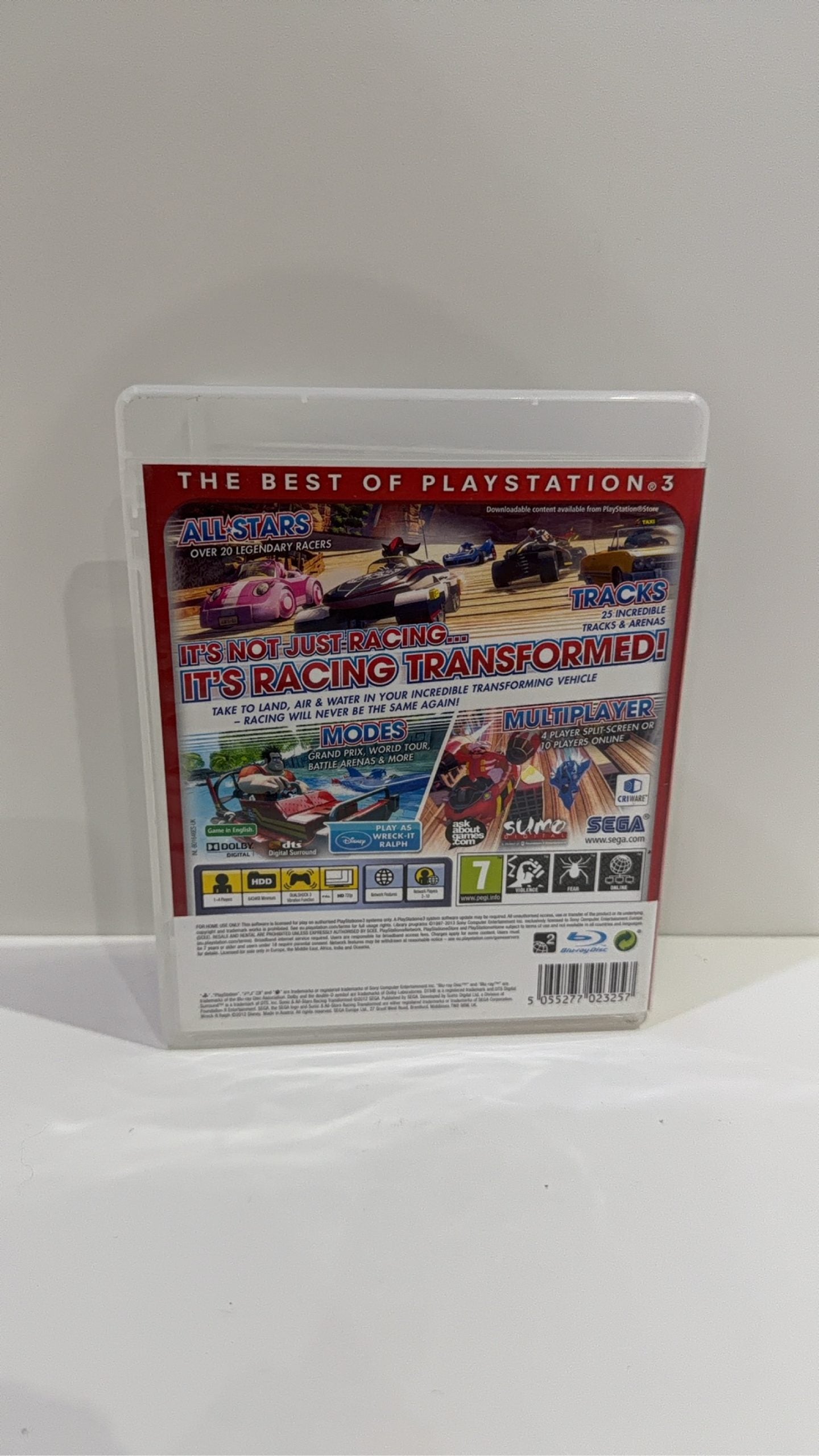 Sonic & All-Stars Racing Transformed PS3 video game case and disc, PAL UK edition.