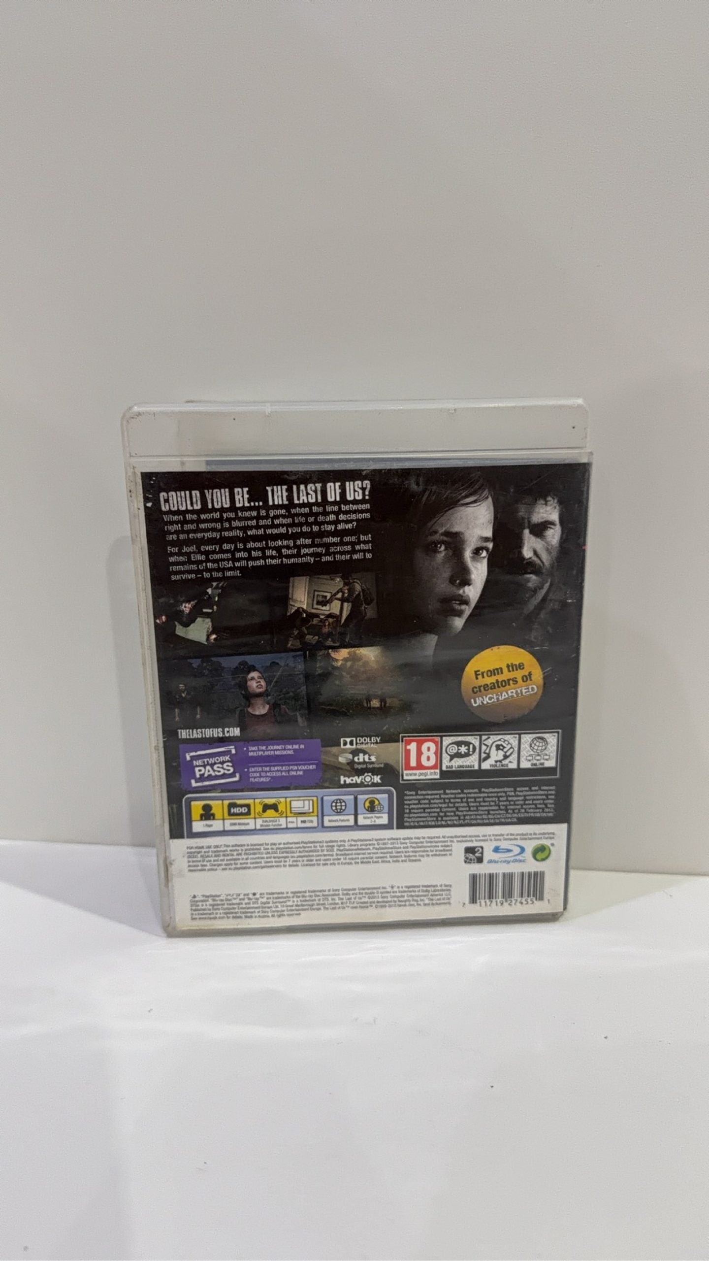 The Last of Us Sony PlayStation 3 PS3 case and disc, PAL UK, very good condition.