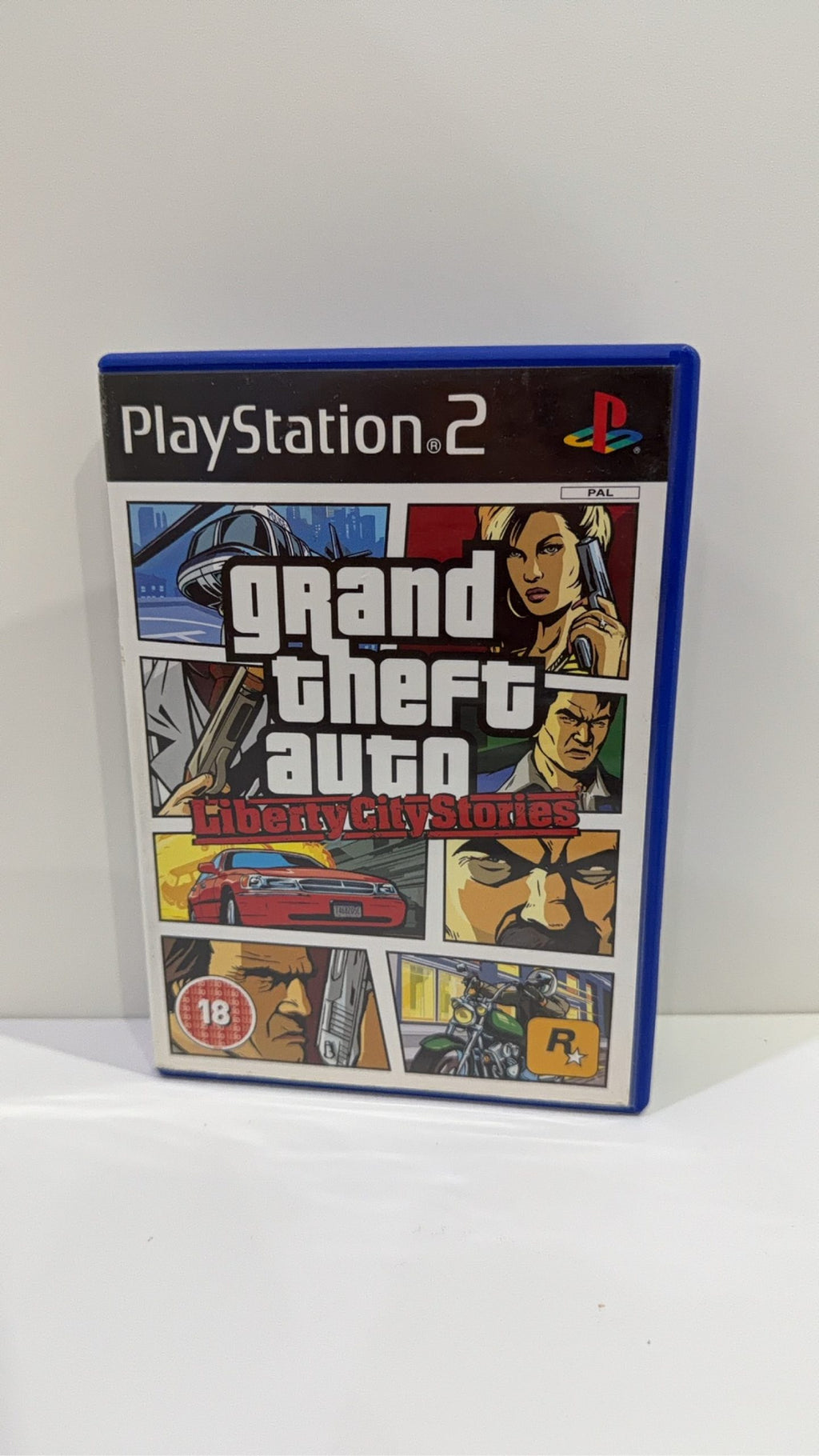 Grand Theft Auto Liberty City Stories PS2 video game case and disc, PAL UK edition.