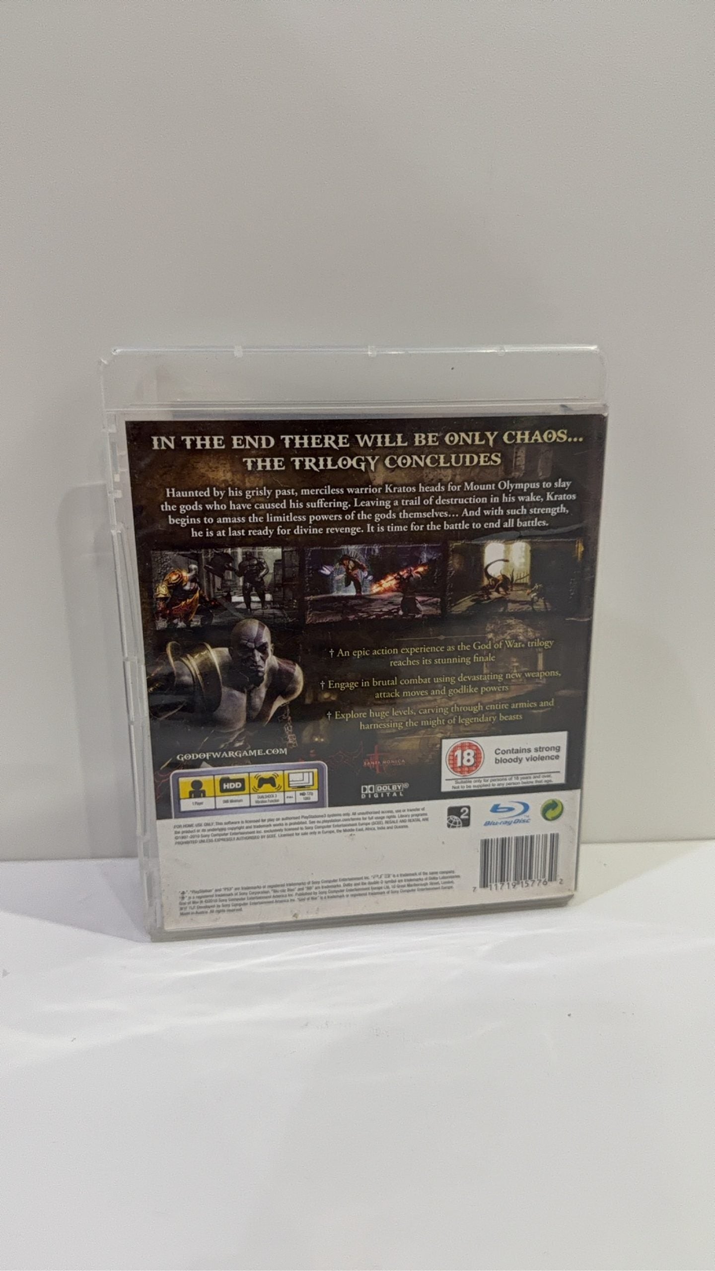 God of War III for Sony PlayStation 3 PS3, complete with manual and original case.