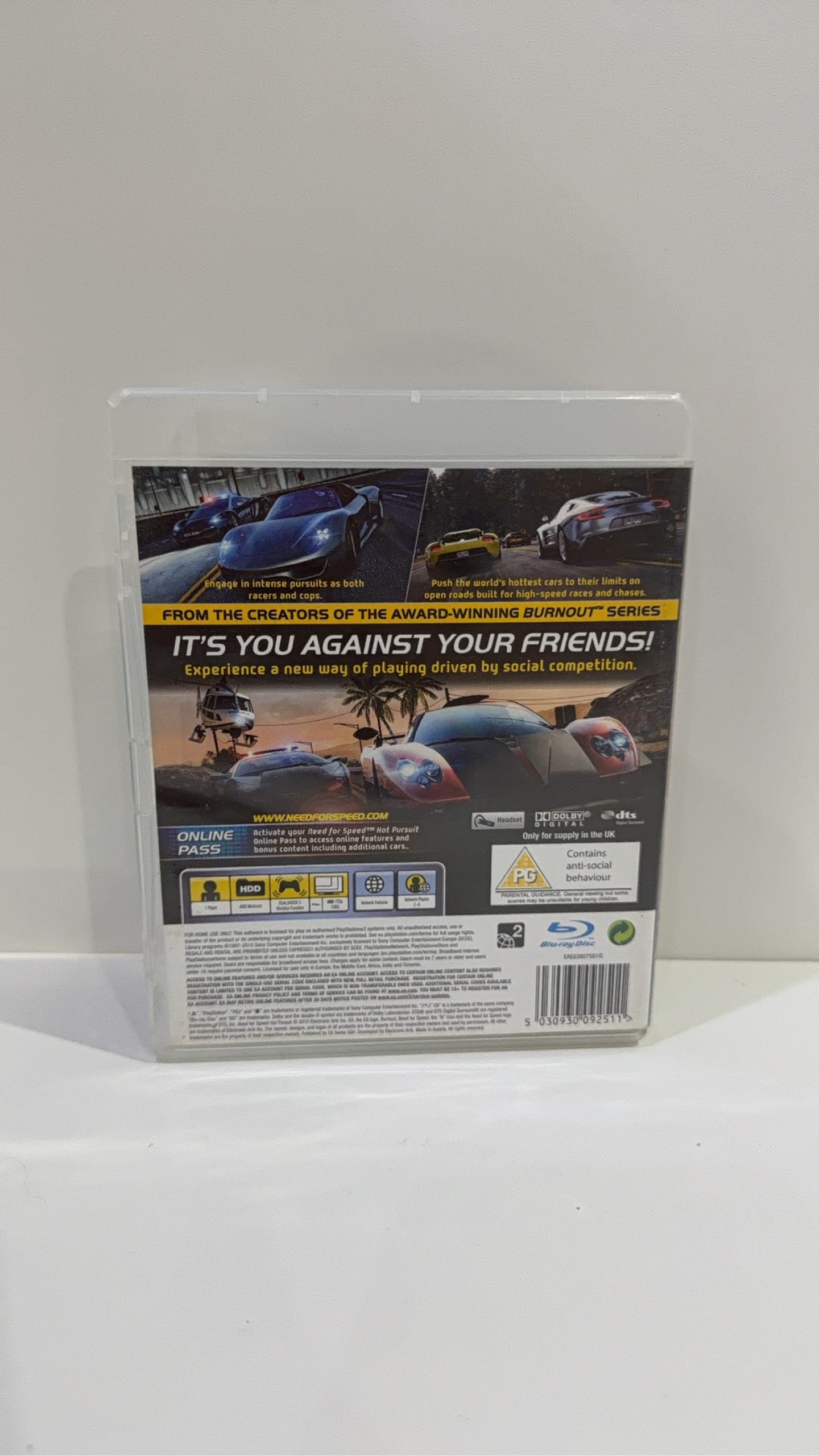 Need For Speed Hot Pursuit video game for Sony PlayStation 3, CIB PAL UK.