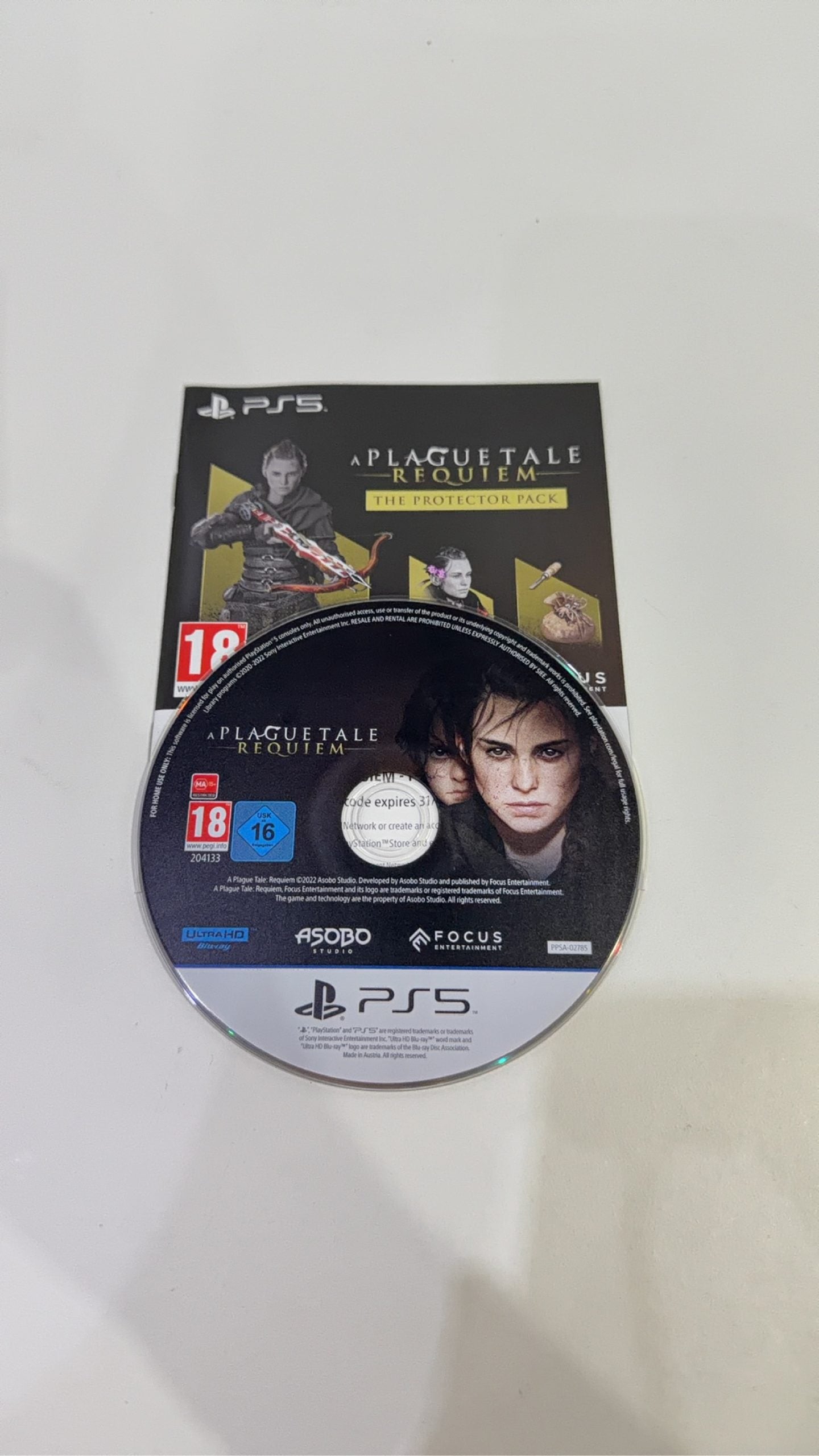 A Plague Tale Requiem PS5 video game case and disc, PAL UK edition.