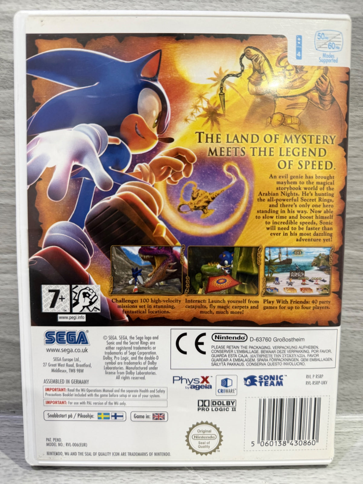 Sonic And The Secret Rings Nintendo Wii Complete With Manual PAL UK Tested