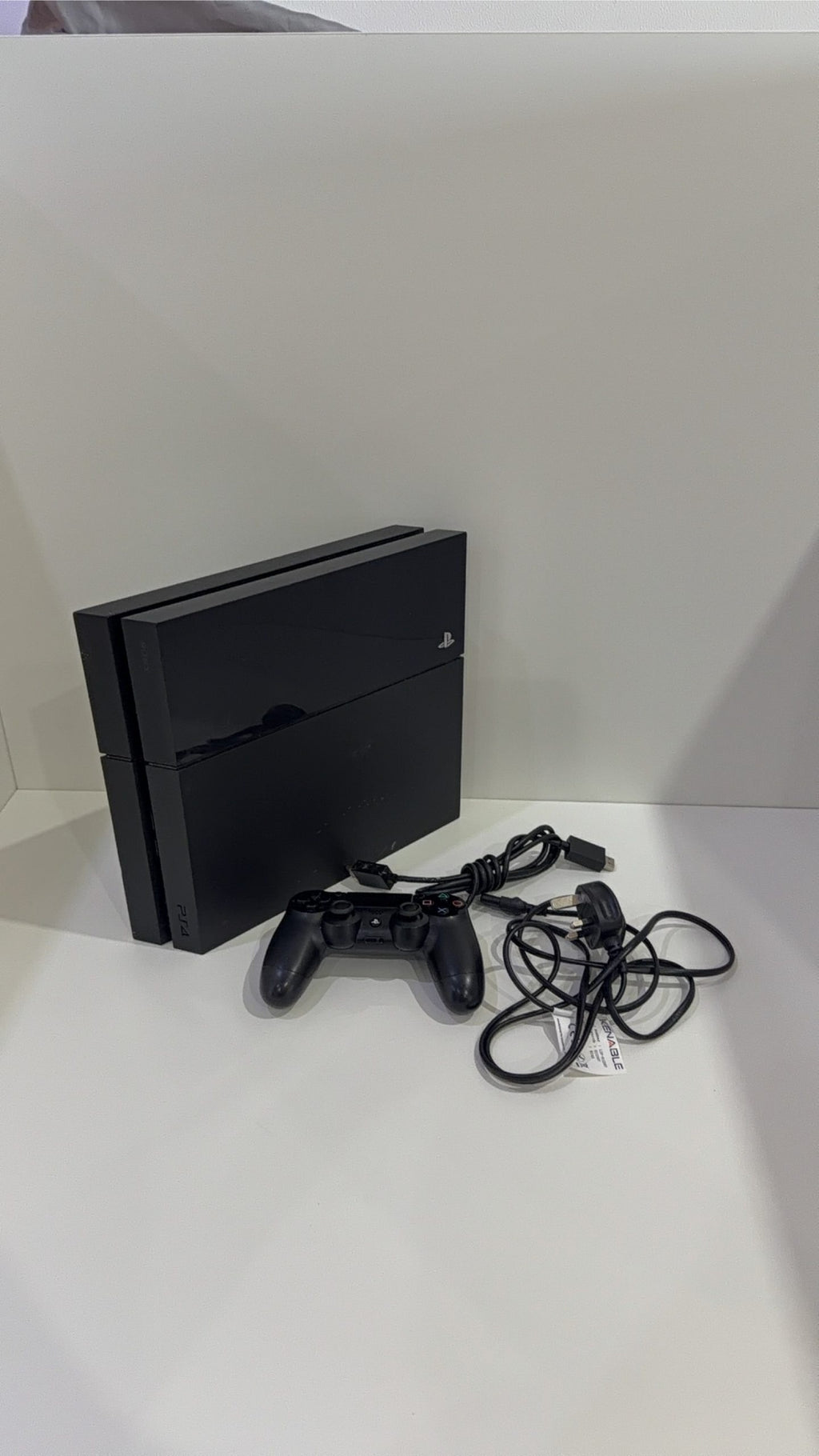 PS4 Console PlayStation 4 Black 500GB with Official Dualshock 4 Controller and cables.