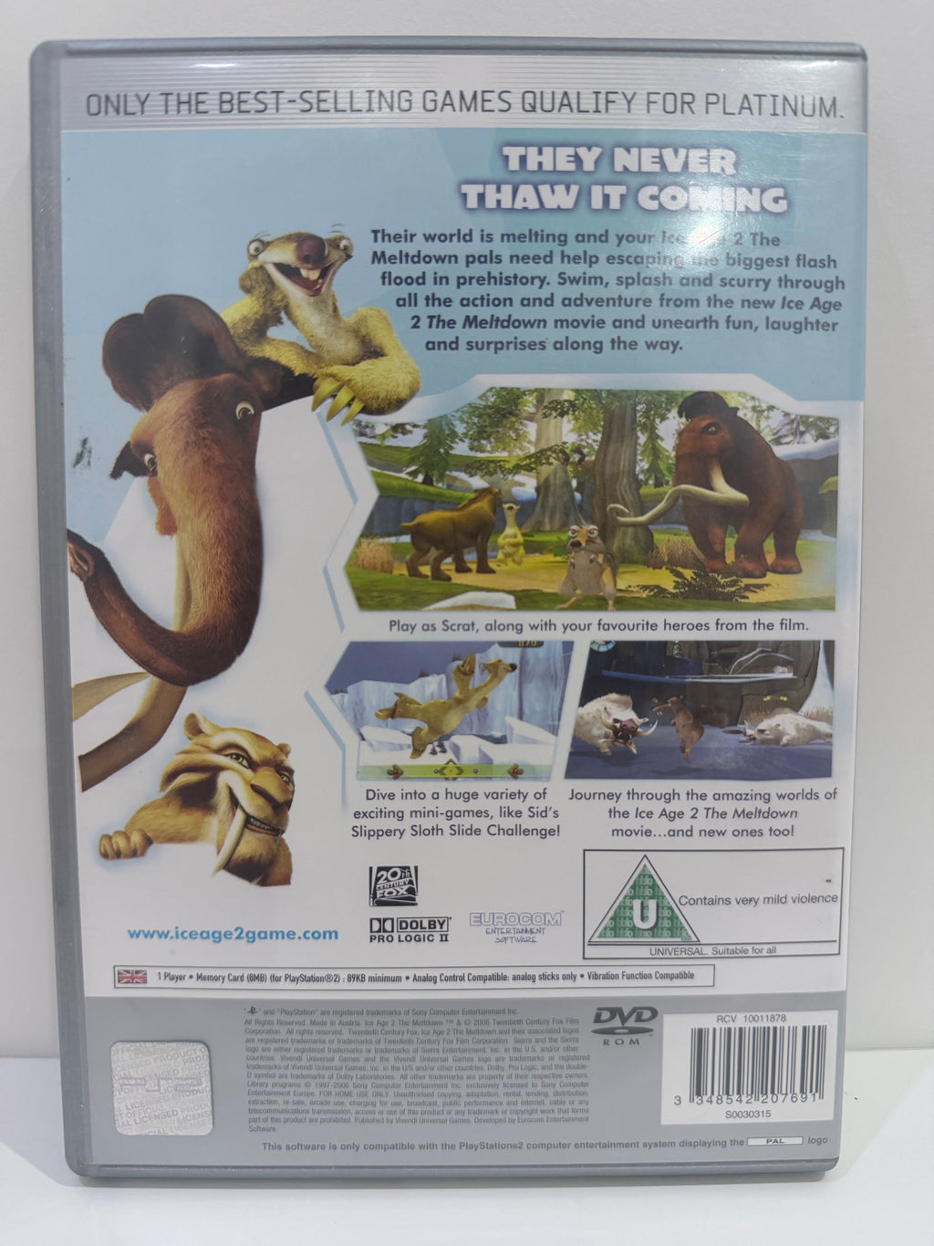 Ice Age 2 - The Meltdown Platinum Sony PlayStation 2 No Manual PAL UK Tested