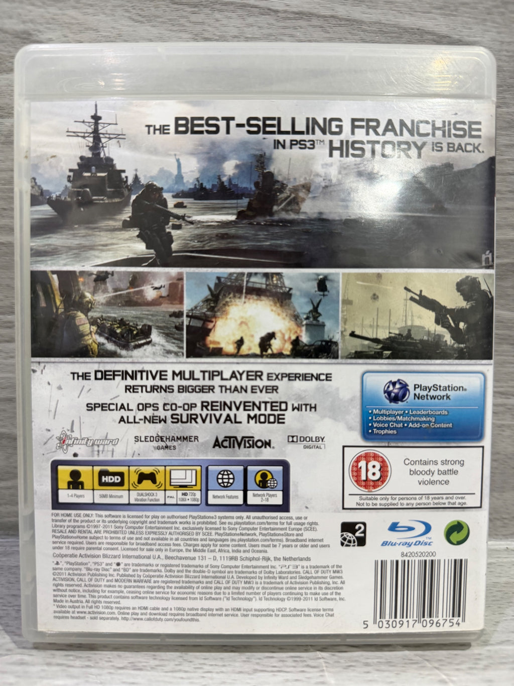 Call Of Duty Modern Warfare 3 (18) PS3 Complete With Manual PAL UK Tested