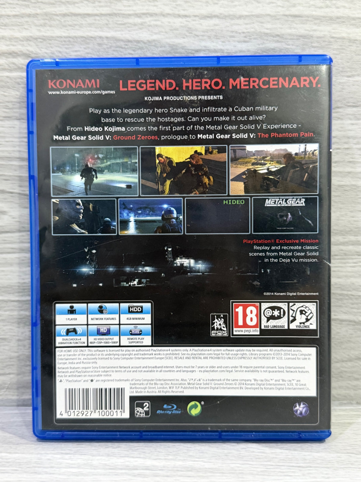 Metal Gear Solid V: Ground Zeroes Sony PlayStation 4 Boxed PAL UK Tested Working