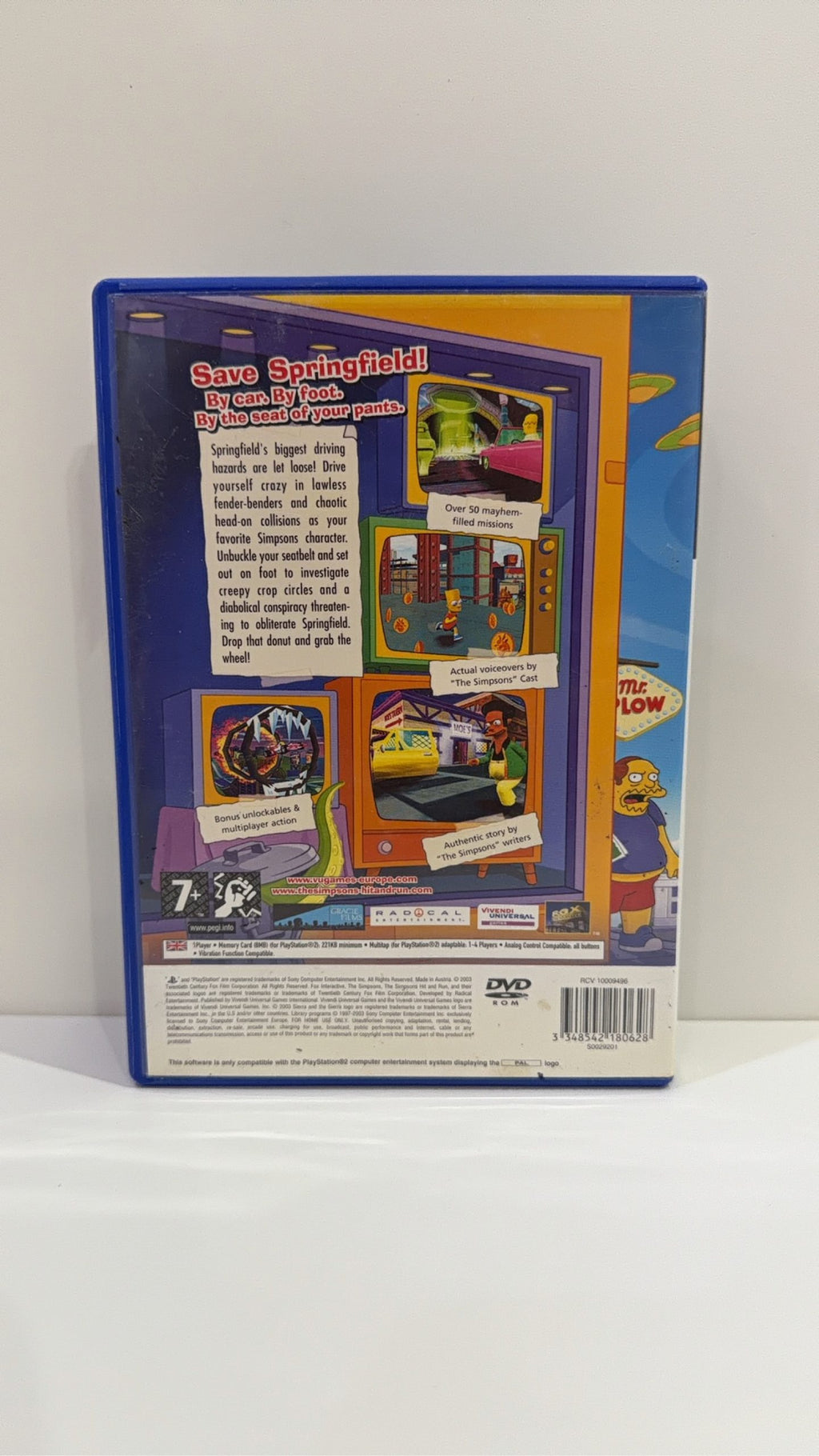 The Simpsons Hit & Run video game for Sony PlayStation 2, includes case and disc.