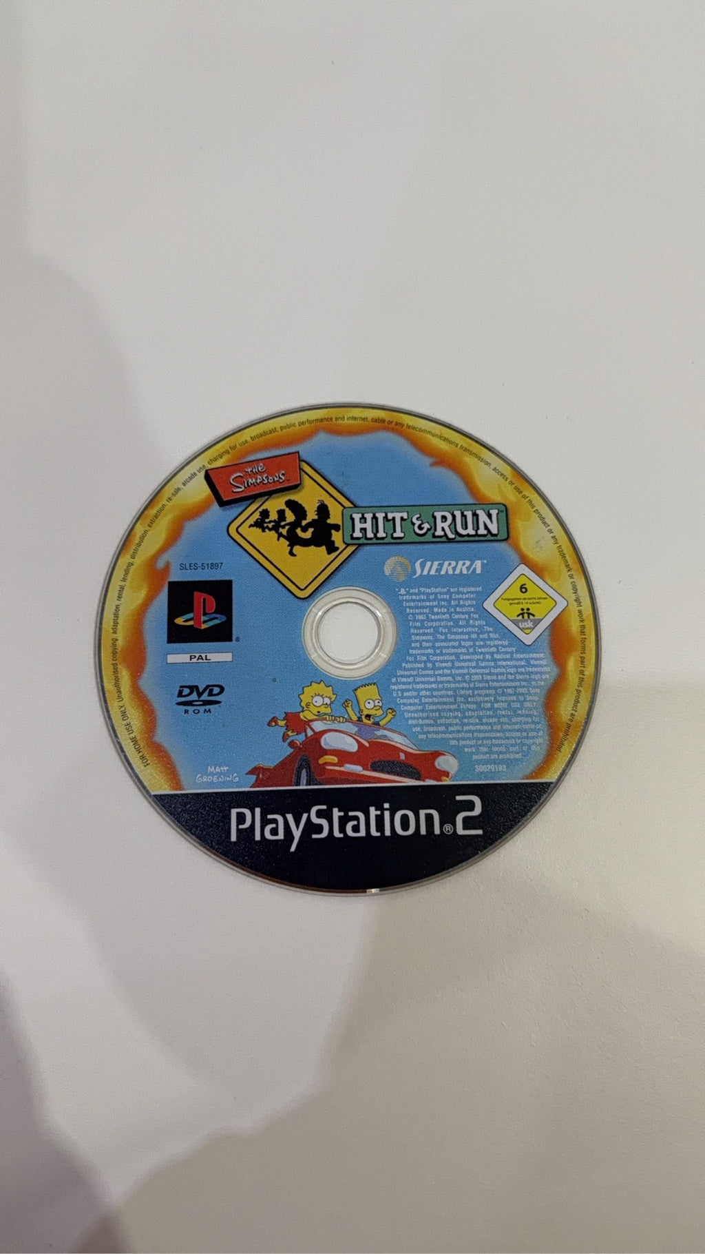 The Simpsons Hit & Run video game for Sony PlayStation 2, includes case and disc.