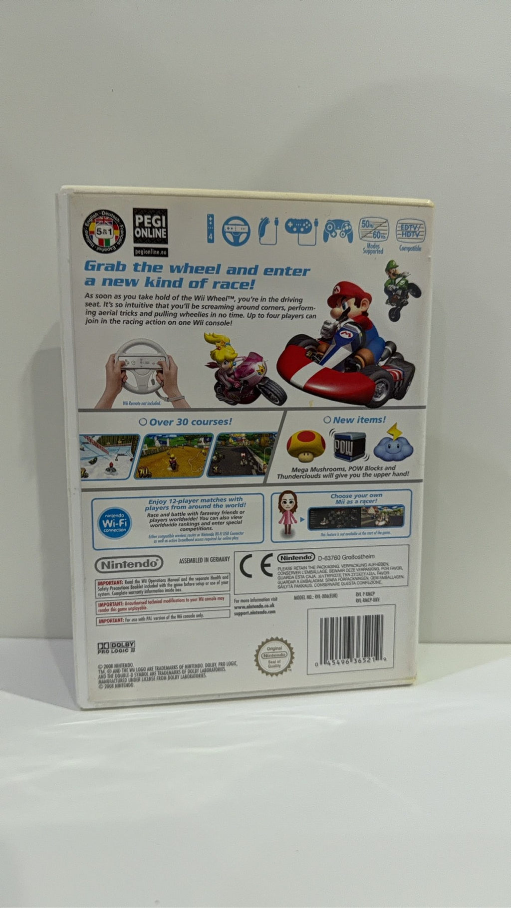 Mario Kart Wii for Nintendo Wii with manual and 2 steering wheels, PAL UK.
