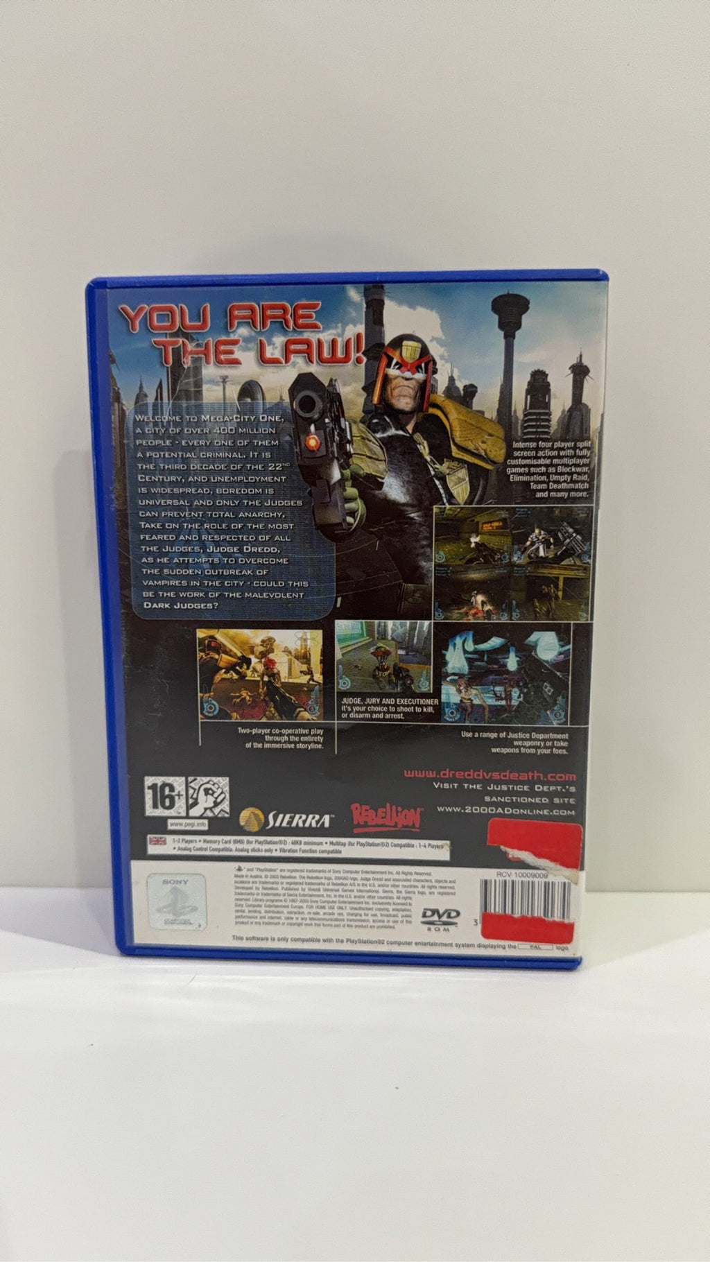 Judge Dredd: Dredd vs Death for Sony PlayStation 2 PS2, complete with case and manual.