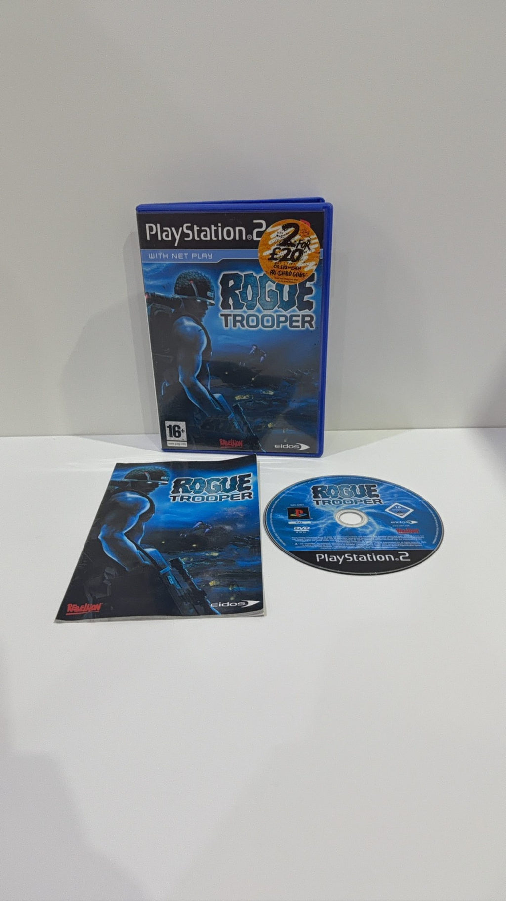Rogue Trooper PS2 video game with original case, cover, manual, and disc.