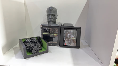 Call of Duty Modern Warfare 2 Prestige Edition PS3 with Night Vision Goggles and display stand.