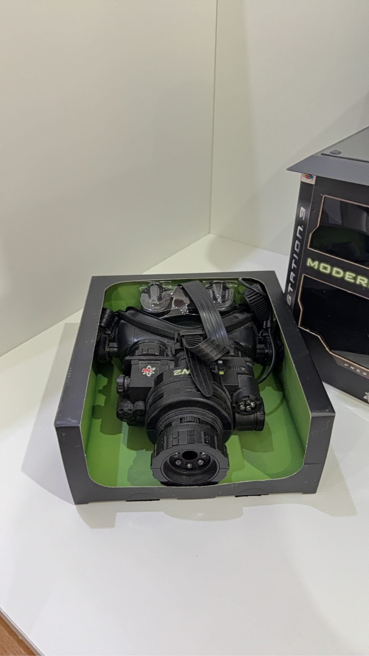 Call of Duty Modern Warfare 2 Prestige Edition PS3 with Night Vision Goggles and display stand.