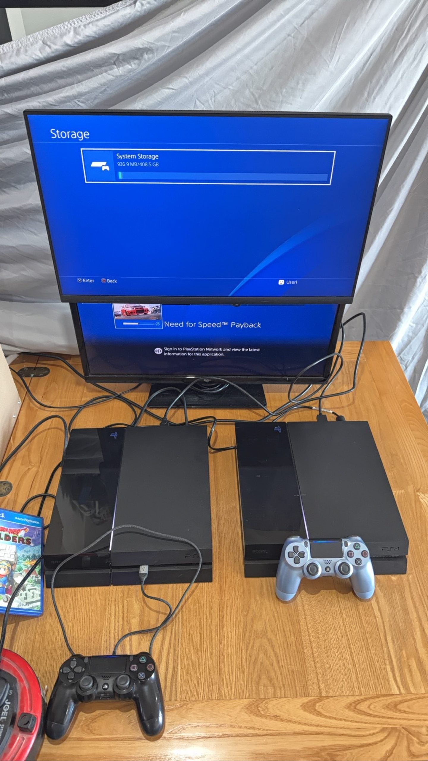 PlayStation 4 Console PS4 Black 500GB with Official Dualshock 4 Controller and cables.