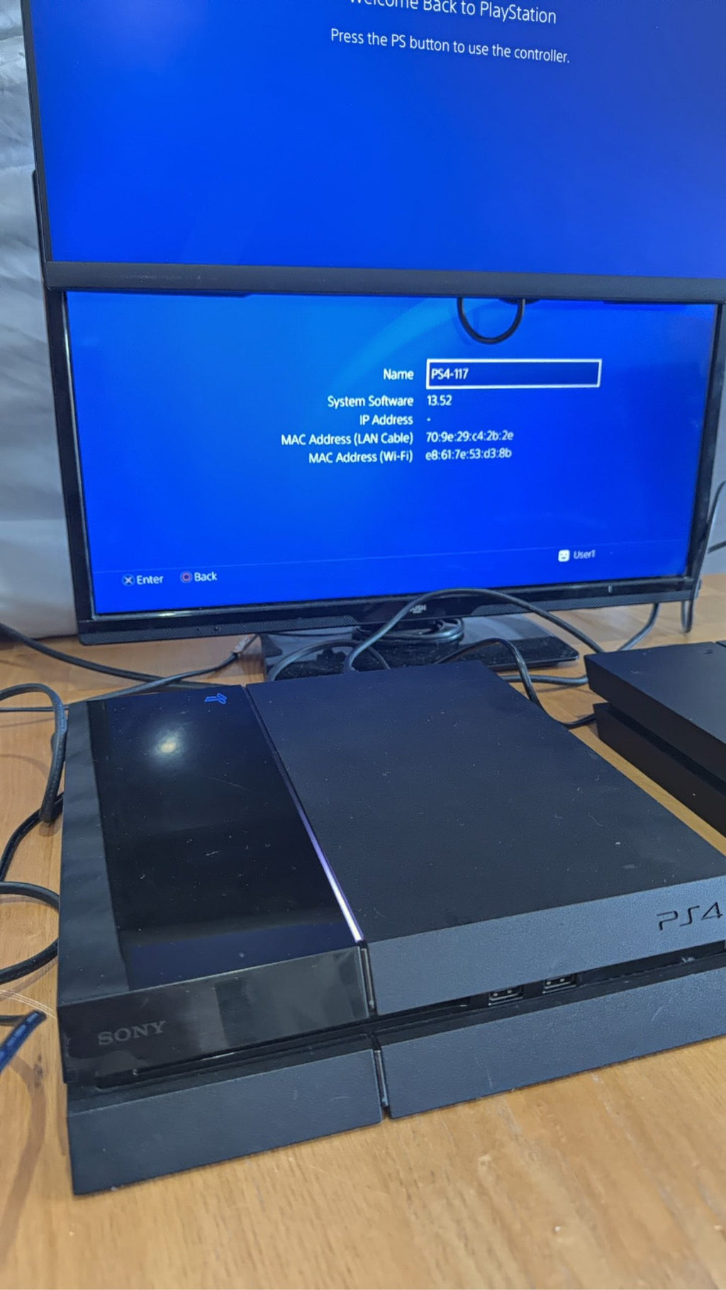 Sony PlayStation 4 PS4 500GB Black Console with Dualshock 4 Controller and Power Cable.