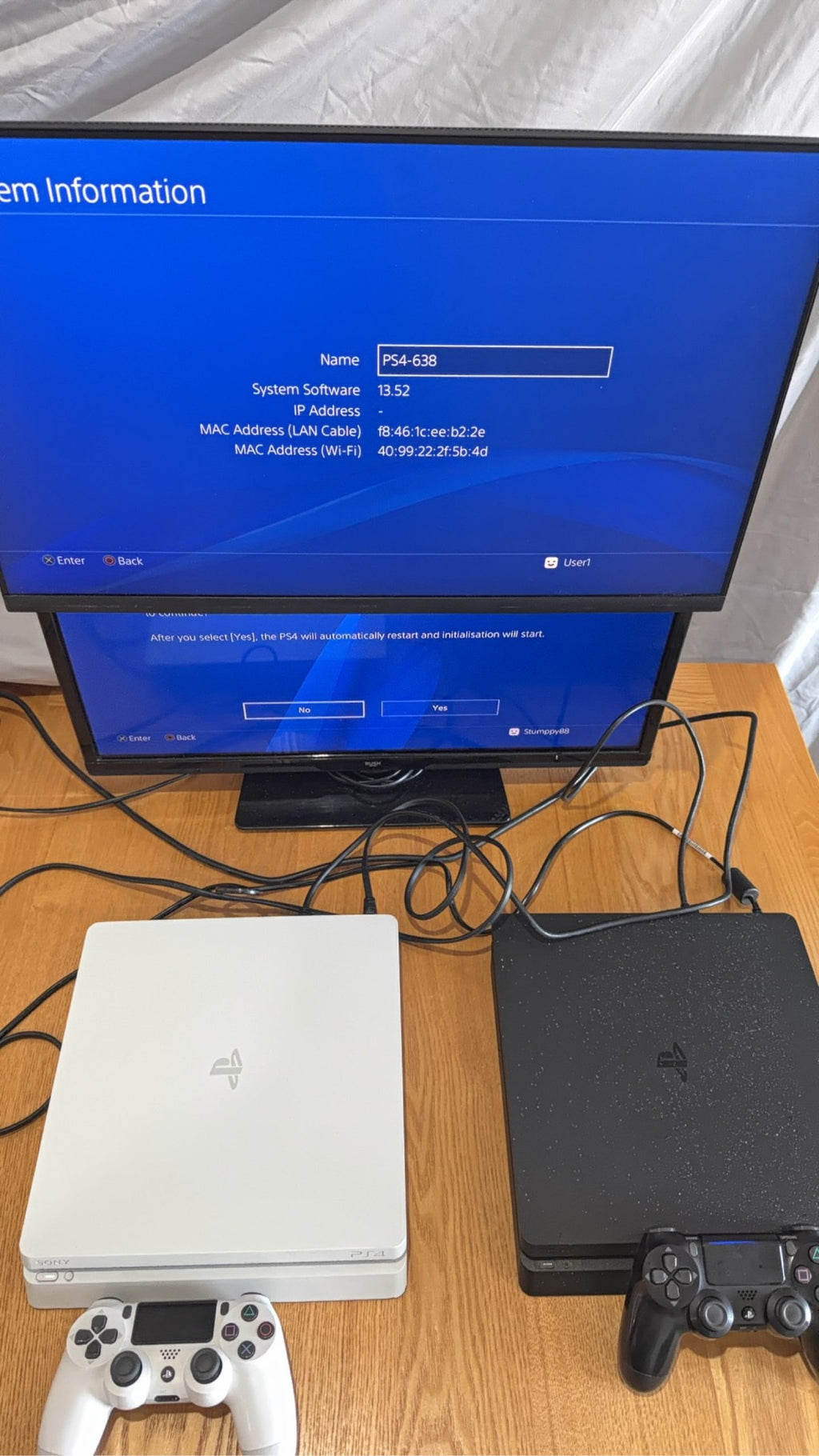 PS4 Slim PlayStation 4 Black 500GB console with official Dualshock 4 controller and cables.