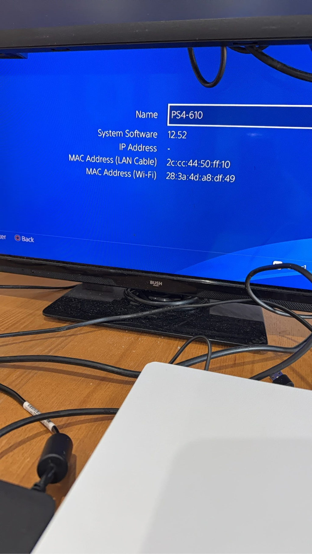 Sony PlayStation 4 Slim White 500GB Console with Controller and Cables, pre-owned gaming system.