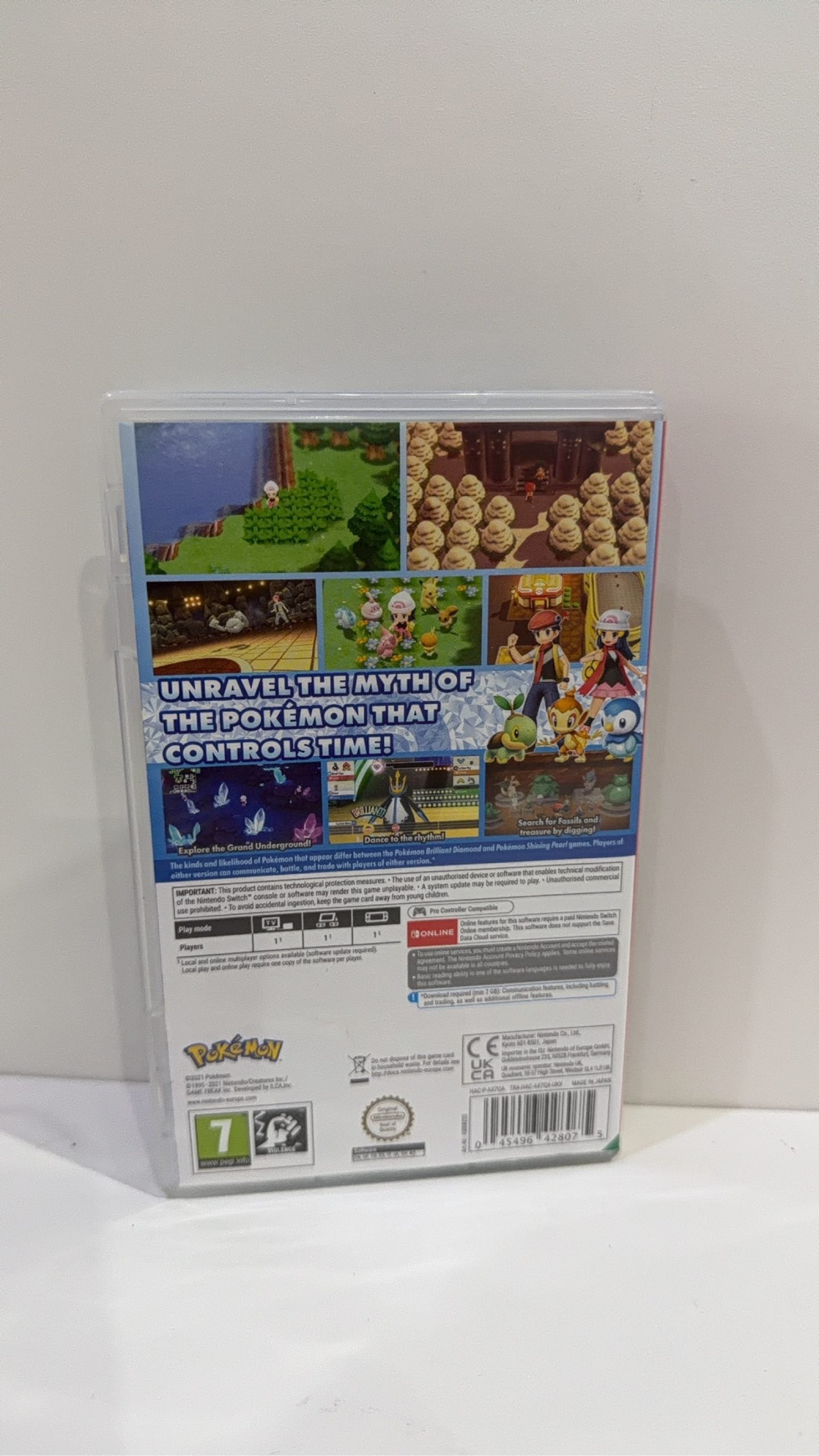 Pokemon Brilliant Diamond Nintendo Switch video game case, cartridge, and cover artwork, PAL UK.