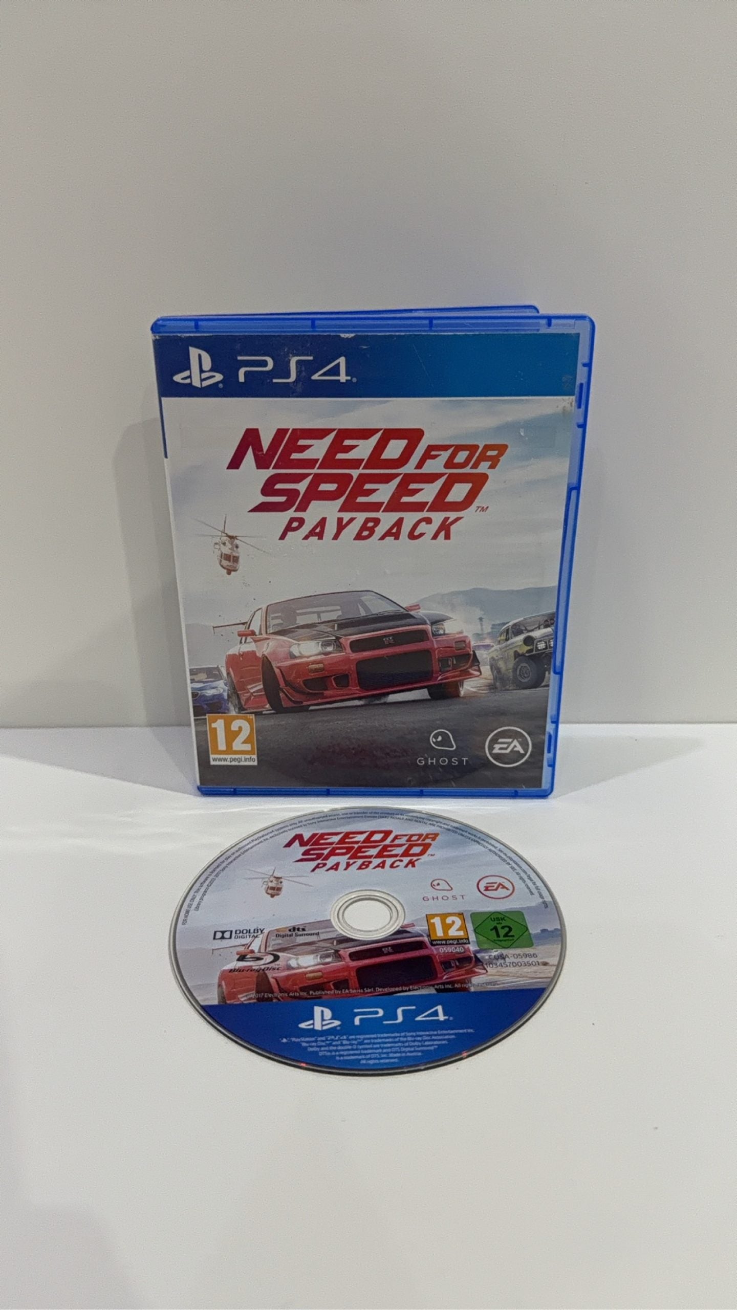 Need for Speed Payback PS4 video game case and disc, PAL UK edition, tested working.