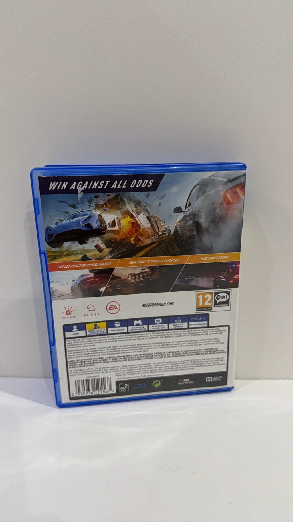 Need for Speed Payback PS4 video game case and disc, PAL UK edition, tested working.