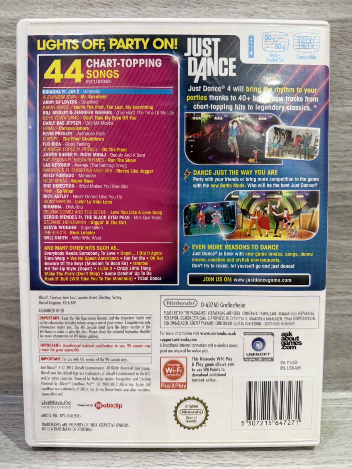 Just Dance 4 Nintendo Wii Complete With Manual PAL UK Tested Working