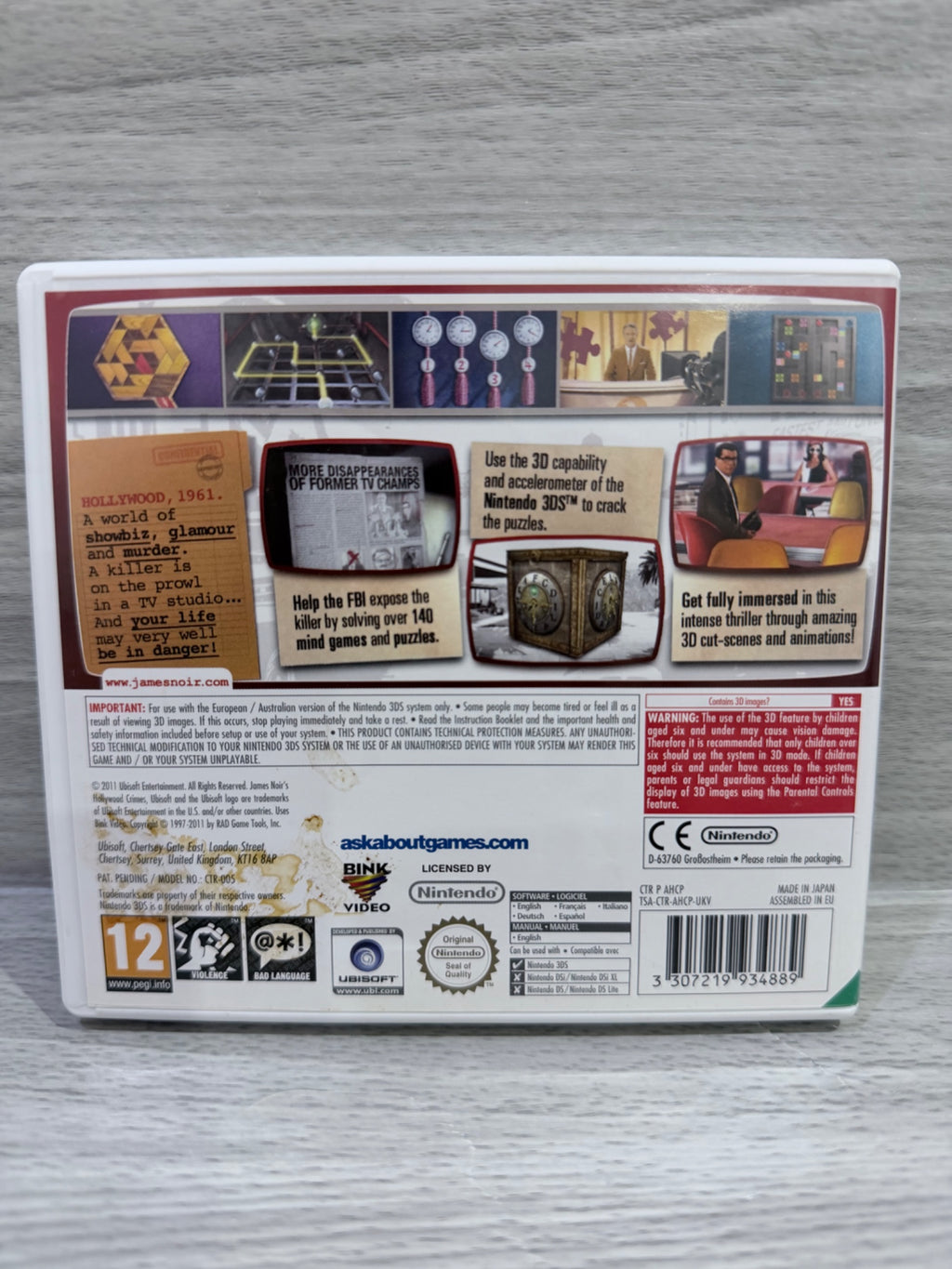 James Noir's Hollywood Crimes Nintendo 3DS Complete With Manual PAL UK Tested