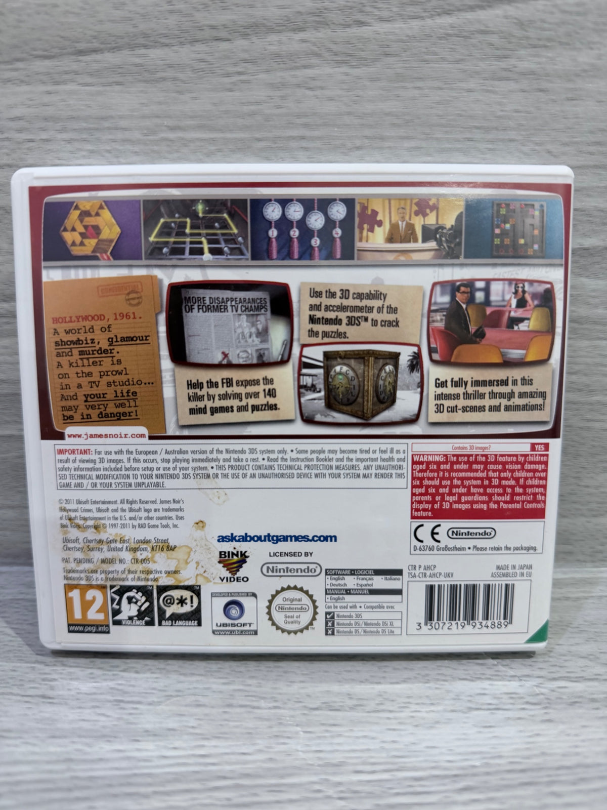 James Noir's Hollywood Crimes Nintendo 3DS Complete With Manual PAL UK Tested