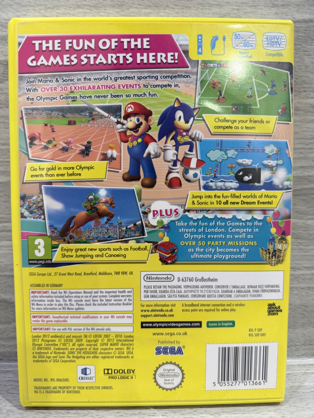 Mario & Sonic At The London 2012 Olympic Wii Complete With Manual PAL UK Tested